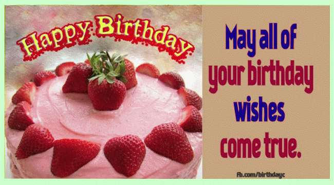 Strawberry cake birthday card gif