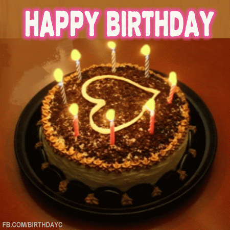 Birthday, Heart Cake Candles Gifs