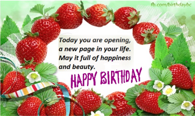 Strawberry, happy birthday wishes card