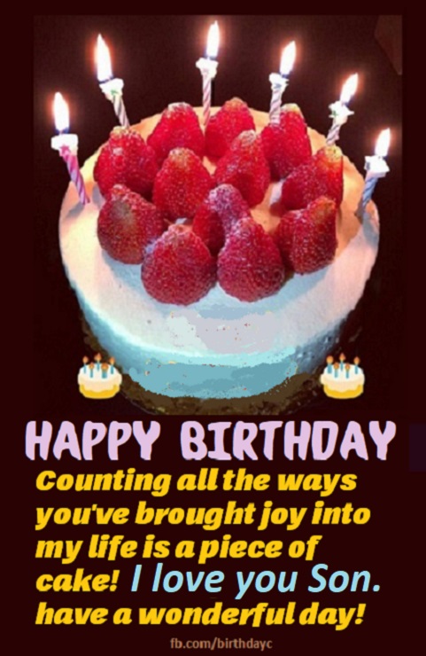 Strawberry cake, Happy Birthday Card for Son