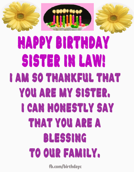 Happy Birthday Sister in Law gif messages | Birthday Greeting 