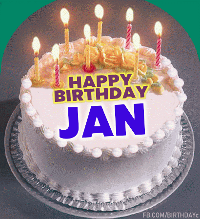 Happy Birthday JAN, gif images cake