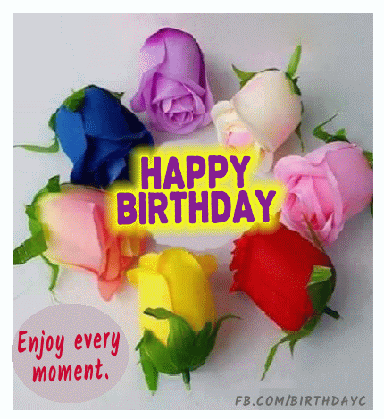 Birthday greeting card with roses of different colors